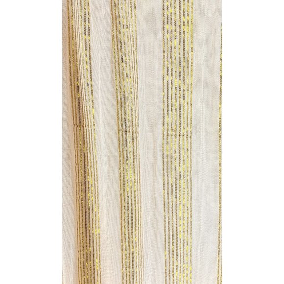 Vintage sheer lightweight beige gold metallic thread striped wide wrap tie belt - Picture 3 of 4